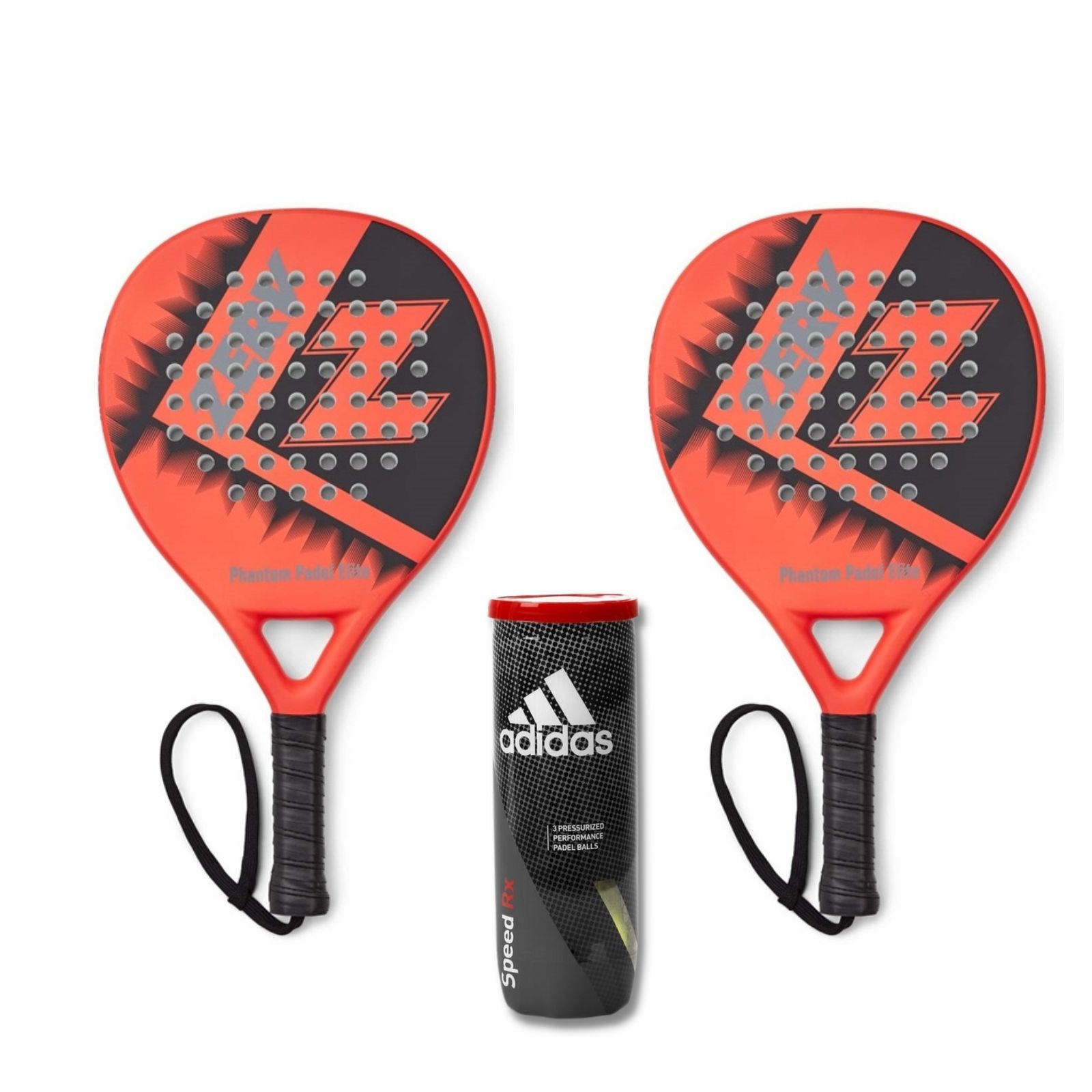 ZERV-Padel-Pakketilbud-ZERV-Phantom-Padel-Elite-BlackOrange-Adidas-Speed-RX