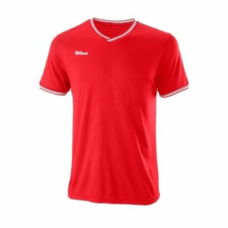 Wilson-Team-ll-High-V-Neck-T-shirt-Red-Tennis-T-shirt
